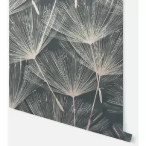 Image of Arthouse Harmony Dandelion Charcoal and Rose Gold Wallpaper 920807