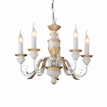 Image of Firenze 5 Light Chandelier Ivory, Gold Finish, E14