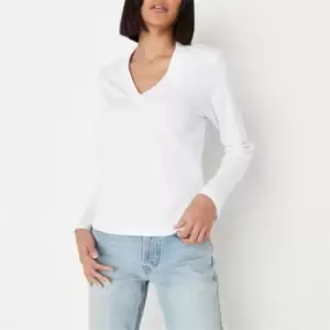 Image of Missguided V Neck Relaxed T Shirt - White