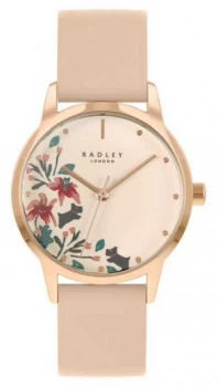 Image of Radley Womens Nude/Light Pink Leather Strap Cream Floral Watch