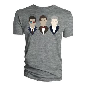 Image of Doctor Who - 11th 11th 12th Vector Line Up Womens Small T-Shirt - Grey
