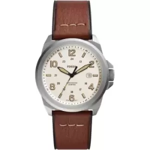 Image of Fossil Bronson Three-Hand Date Medium Brown Eco Leather Watch