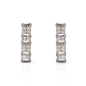 Image of JG Signature 9ct White Gold Baguette Diamond Bar Earrings