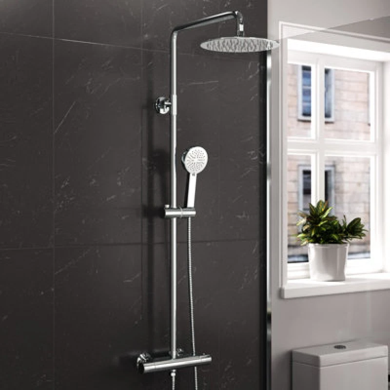 Image of Nes Home Modern Round Exposed Thermostatic Mixer Shower Set With Shower Head And Handheld