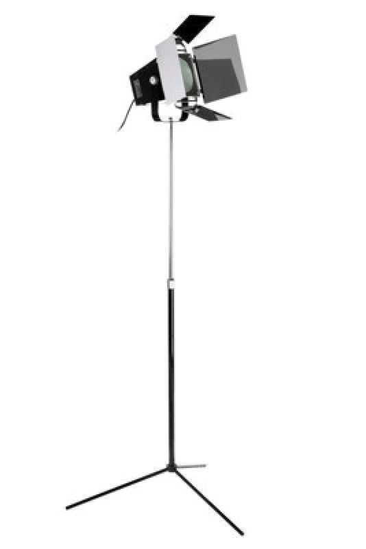 Image of Orsina Theatre-Style Tripod Floor Standing Lamp, Black & Chrome Lamp With Adjustable Brackets, Standard Floor Lamp
