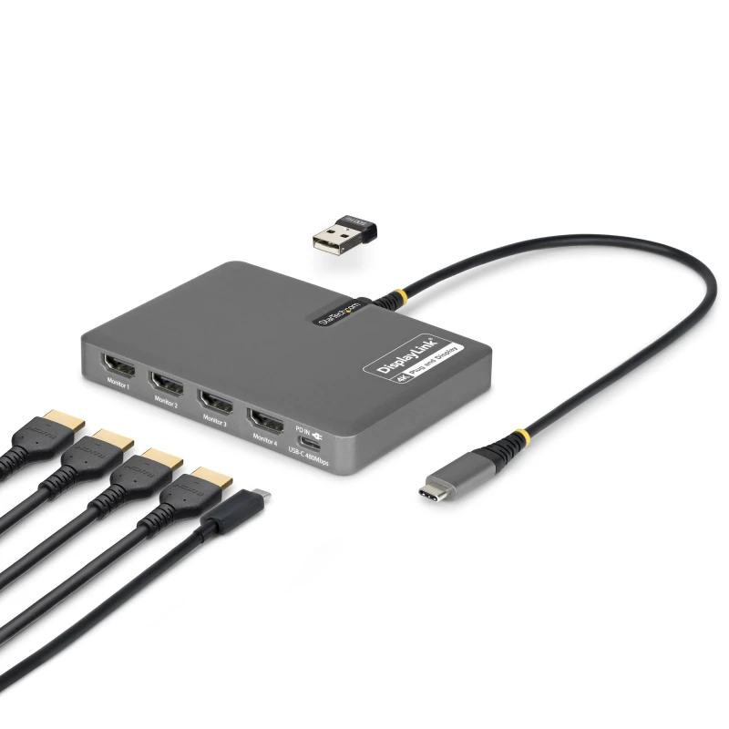 Image of StarTech.com USB-C to Quad-Monitor Workstation Adapter. 4K 60Hz HDMI.