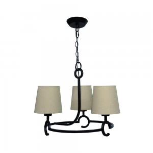 Image of Ceiling Pendant 3 Light E27 with Taupe Shades Brown Oxide