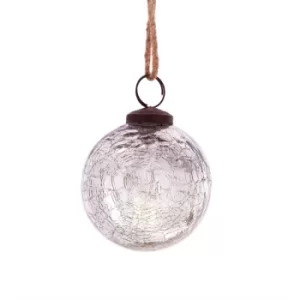 Image of Silver Crackle Glass Bauble