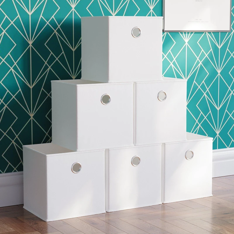 Image of Lassic Vida Designs Durham Cube Storage Basket Set of 6 White unisex Set of 6