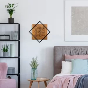 Image of Stamp Walnut Black Decorative Wooden Wall Accessory