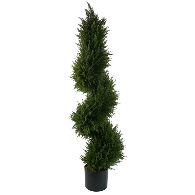 Image of Leaf 120cm Sprial Cypress Tree Artificial Topiary Green
