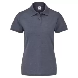 Image of Fruit Of The Loom Womens Lady-Fit 65/35 Short Sleeve Polo Shirt (L) (Heather Navy)