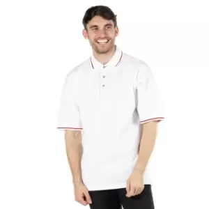 Image of Kustom Kit Mens St. Mellion Mens Short Sleeve Polo Shirt (L) (White/Bright Red)