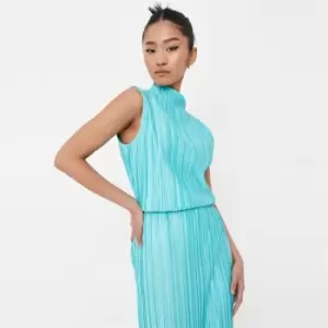 Image of Missguided High Neck Sleeveless Top - Blue