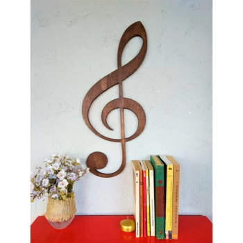 Image of Treble Clef - Walnut Walnut Decorative Wooden Wall Accessory