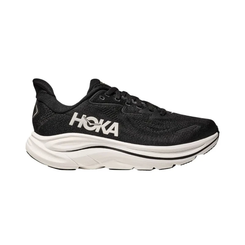 Image of Hoka Clifton 10 Black White SS25 Shoes, Size EU 42