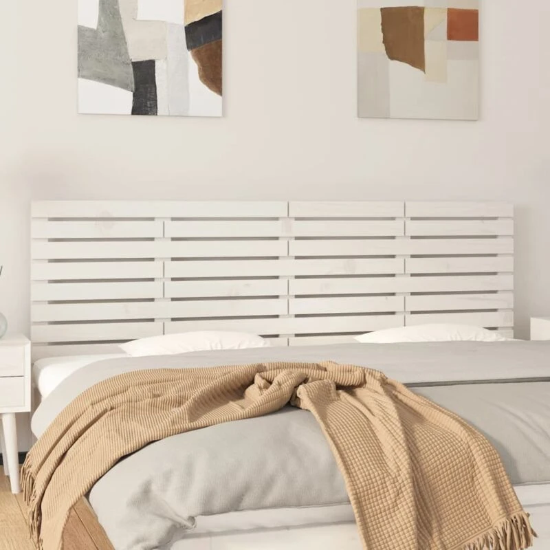 Image of Vidaxl Wall Headboard White 206X3X63cm Solid Wood Pine, White 824719