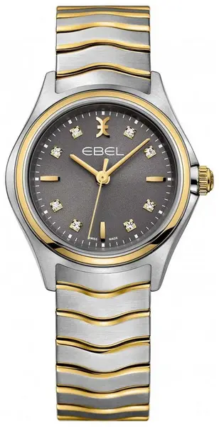 Image of EBEL 1216283 Wave Lady - 8 Diamonds (30mm) Anthracite Dial Watch