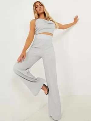 Image of Quiz Palazzo Trousers, Light Metal, Size 6, Women