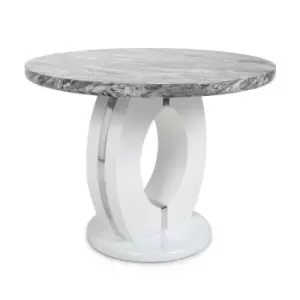 Image of Shankar Neptune Round Marble Effect Grey/White Dining Table