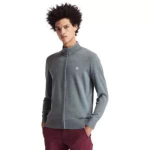 Image of Timberland Williams River Organic Cotton Zip Sweater For Men In Grey Dark Grey, Size M