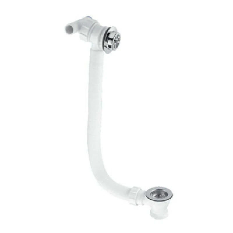 Image of Mcalpine Bathroom Waste Outlet Fitting Plug Chain 2 Way Connector Waste Flow Flexible Overflow Tube Chrome Plated Grating Wf21