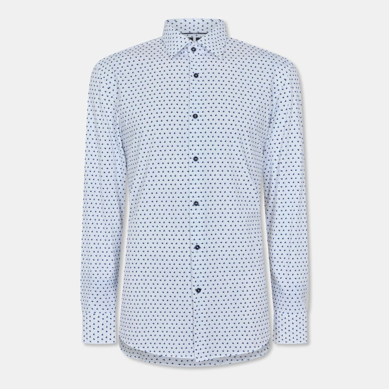 Image of Boss Mens Hank Knitted 222 Long-Sleeve Shirt Light Blue male 16 inch