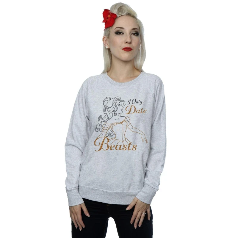 Image of Disney Princess Belle I Only Date Beasts Sweatshirt Grey female