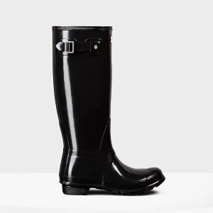Image of Hunter Womens Original Tall Gloss Wellies - Black - UK 4