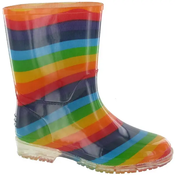 Image of Cotswold Girls Patterned PVC Kids Childrens Welly Wellington Pink Rainbow COT088-RAOW-9