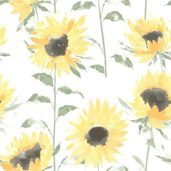 Image of CATHERINE LANSFIELD Catherine Lansfield - Painted Sunflower Yellow Wallpaper Floral Flowers Textured WL-206521