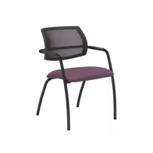 Image of Dams MTO Tuba Black 4 Leg Frame Conference Chair with Half Mesh Back - Diablo Pi