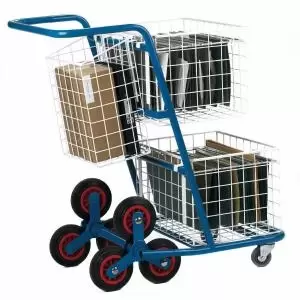 Image of Post Distribution Stairclimber with Rear Pannier Basket Blue
