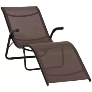 Image of Outsunny Folding Lounge Chair Outdoor Chaise Lounge For Beach Poolside - Brown