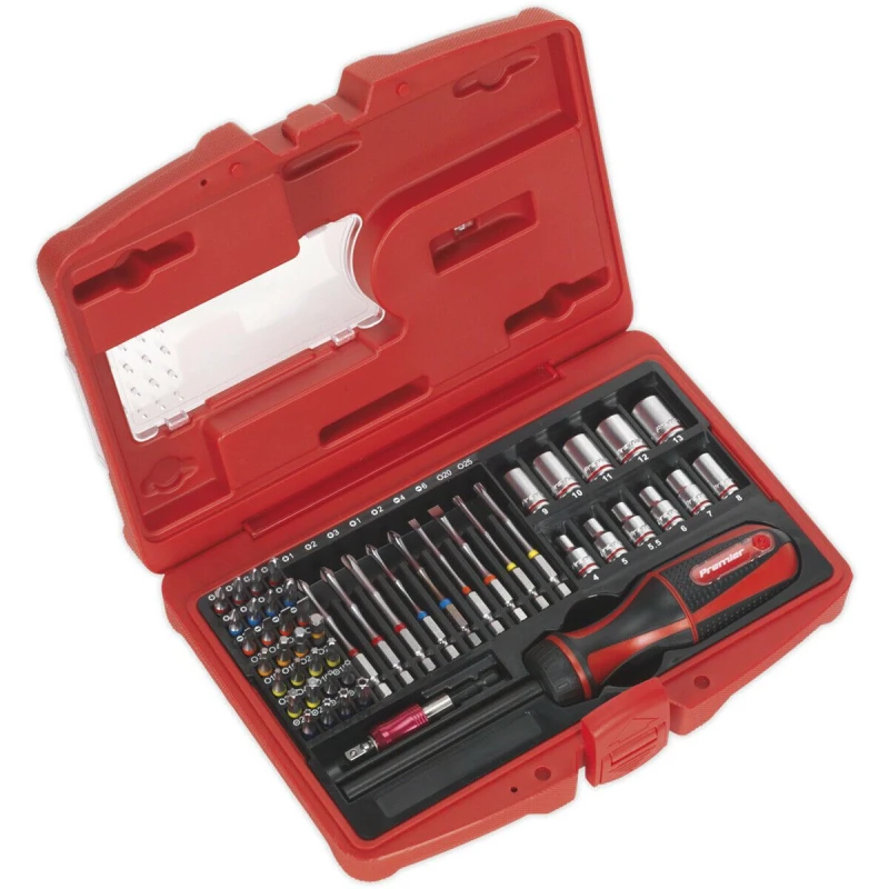 Image of Loops 51 PACK Fine Tooth Ratchet Screwdriver Socket and Bit Set - Chromoly Steel Metallics