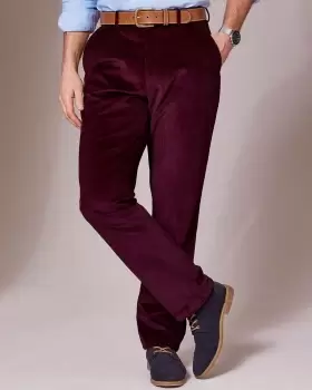 Image of Cotton Traders Mens Flat Front Cord Trousers in Red