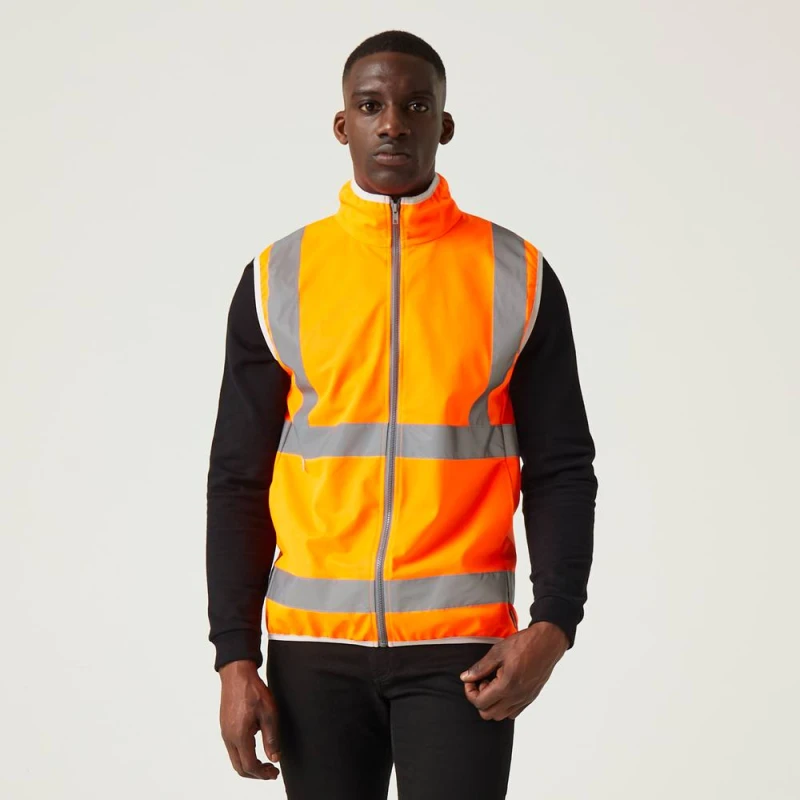 Image of Regatta Mens Hi-vis Full Zip Gilet in Burnt Orange Size: Medium Burnt Orange Male M