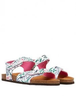 Image of Joules Girls Tippy Toes Flamingo Sandals - White, Size 8 Younger