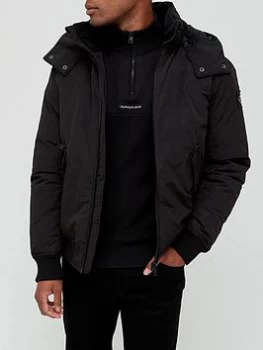 Image of Calvin Klein Jeans Sherpa Lined Short Jacket - Black, Size S, Men