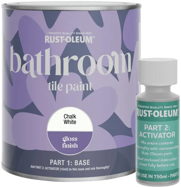 Image of Rust-Oleum Rust-Oleum Gloss Bathroom Tile Paint 750ml - Chalk White