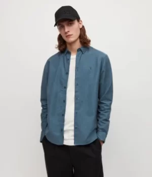 Image of AllSaints Mens Hermosa Relaxed Shirt, Stormy Grey, Size: S