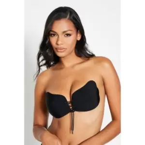 Image of I Saw It First Lace Up Stick On Enhancing Bra - Black