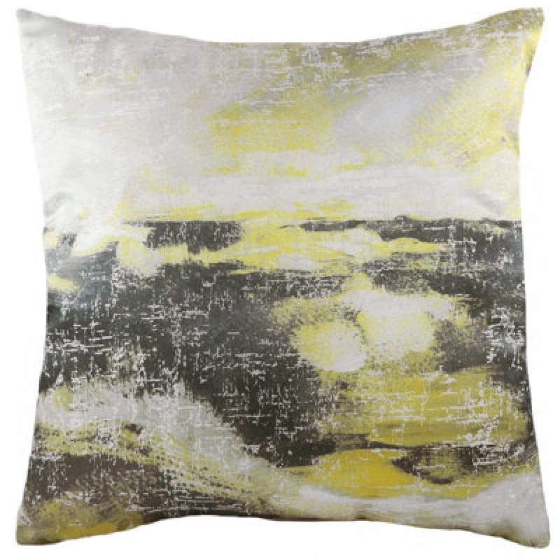 Image of Evans Lichfield Landscape Abstract Hand-Painted Printed Cushion Grey