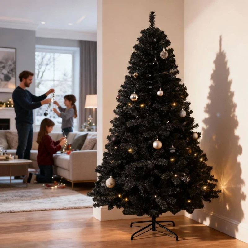 Image of Shatchi 12FT Black Alaskan Pine Christmas Tree Black Unisex