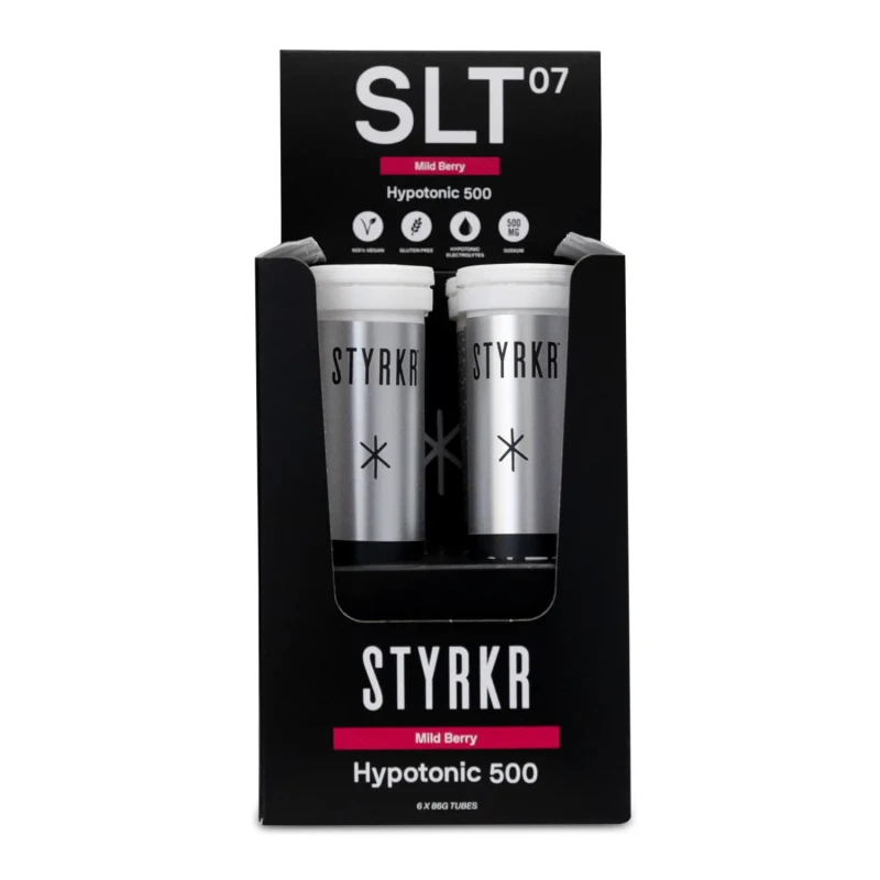 Image of Electrolytes in a box of 6 tubes berry flavour Styrkr Noir Unisex 500 mg