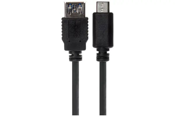 Image of Maplin Maplin PRO USB-C Male to USB-A 3.1 Female Gen 2 60W Super Speed Data Transfer & Charging Adapter Cable - Black, 1m MAP-PSG91215