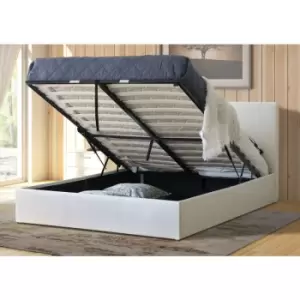 Image of Modernique - White 6ft, Ottoman Super King Sized Storage Bed Faux Leather in White - White