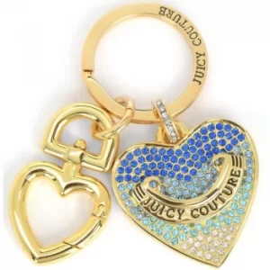 Image of Ladies Juicy Couture PVD Gold plated Blue Pave Heart Keyfob