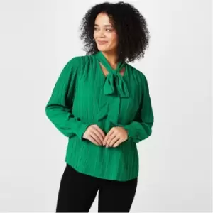 Image of Biba Tie Neck Blouse - Green