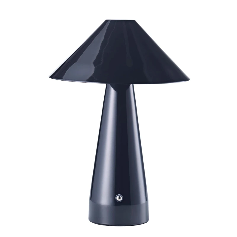 Image of Happy Homewares Modern Rechargeable Touch Dimmable Table Lamp with Matching Wide Metal Shade in Black Unisex